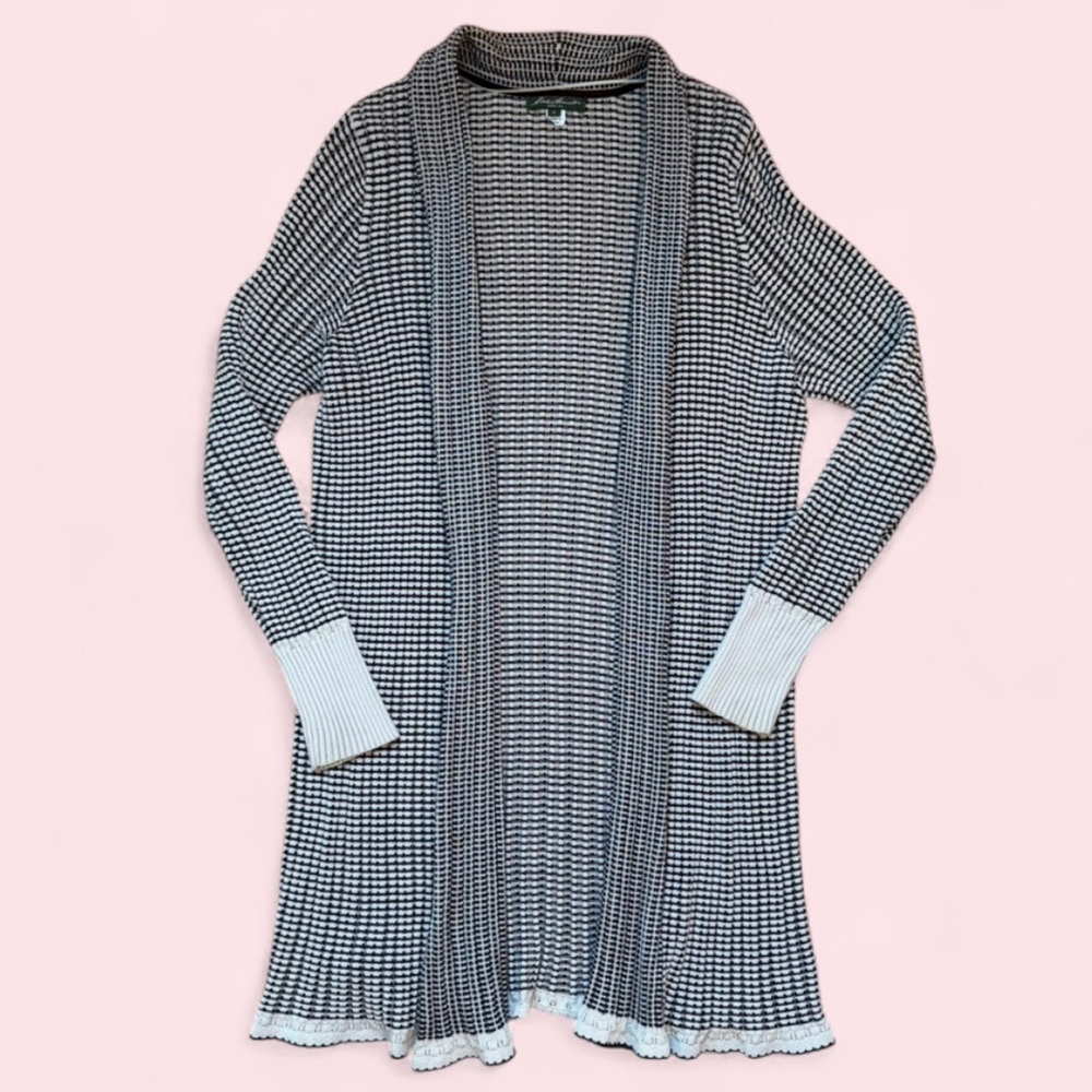 Eddie Bauer Black and Cream Knit Duster Cardigan